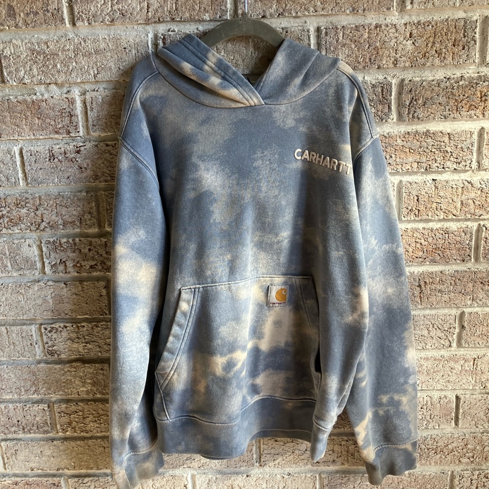 Carhartt KIDS Tie-Dye Hoodie in Blue and Cream